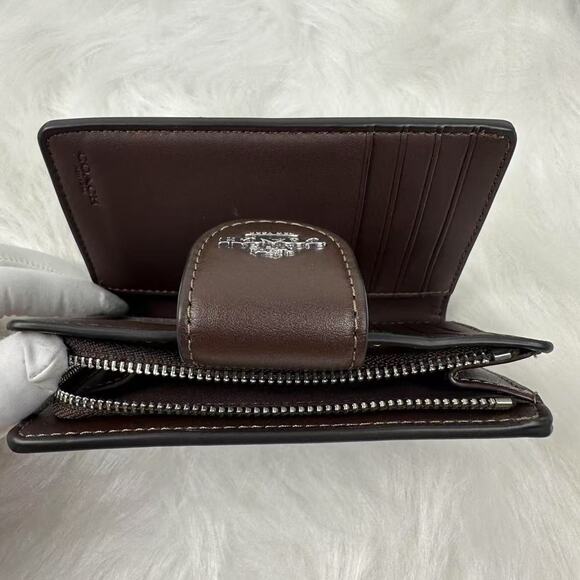 Coach Medium Corner Zip Wallet In Leather/Silver/Maple CR791 NWT - Picture 5 of 5